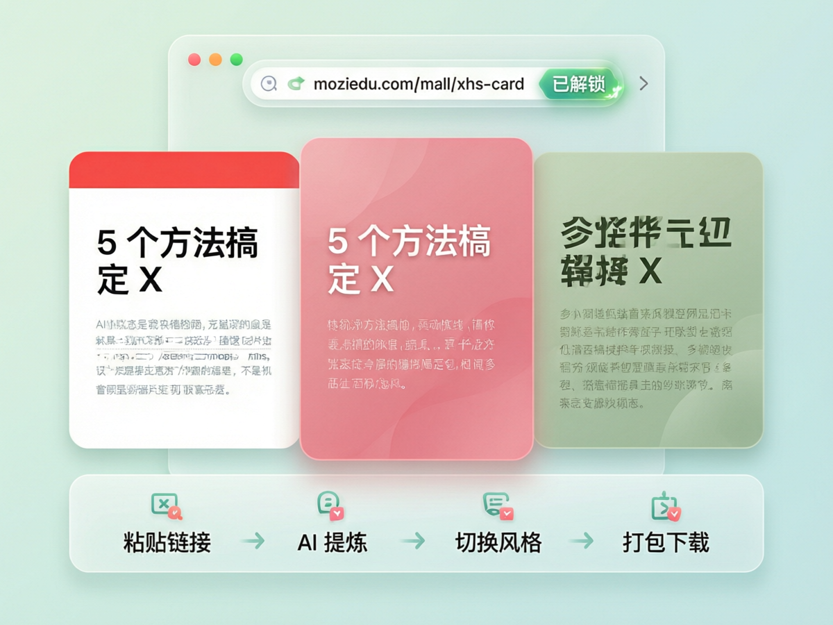 AI 图文卡片工具 · 小红书风 - 粘贴链接秒变爆款封面 -墨子学院