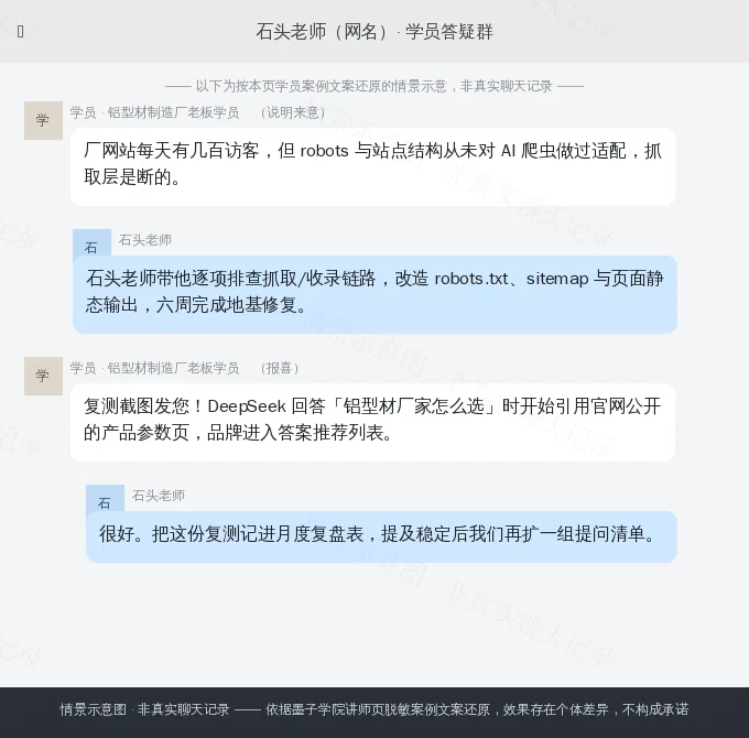 石头老师学员案例情景示意图(非真实聊天记录)