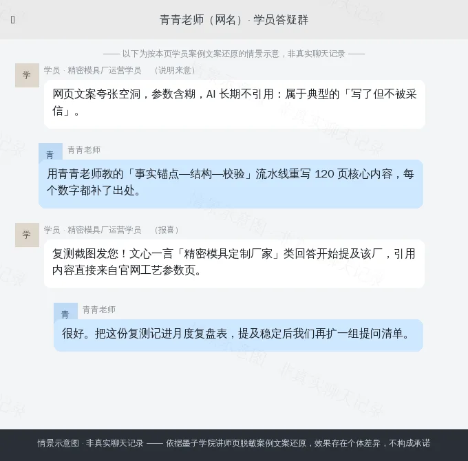 青青老师学员案例情景示意图(非真实聊天记录)