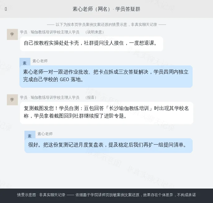素心老师学员案例情景示意图(非真实聊天记录)