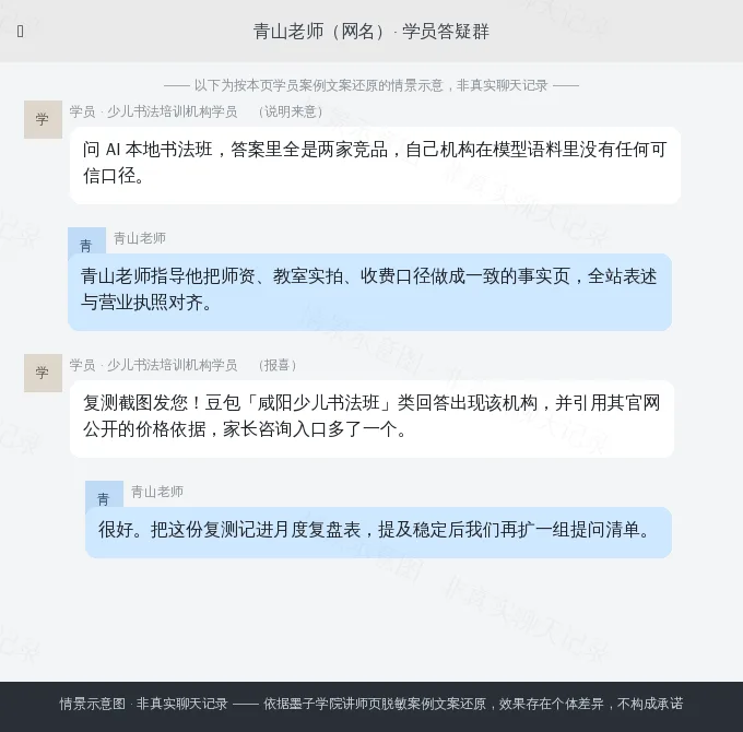 青山老师学员案例情景示意图(非真实聊天记录)