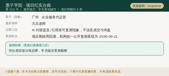 广州企业服务代运营 GEO 项目纪实卡(情景示意)
