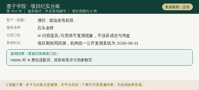 潍坊柴油发电机组 GEO 项目纪实卡(情景示意)
