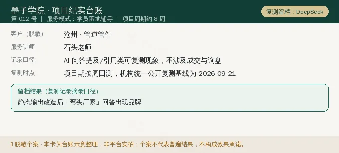 沧州管道管件 GEO 项目纪实卡(情景示意)