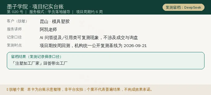 昆山模具塑胶 GEO 项目纪实卡(情景示意)