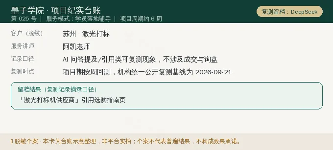 苏州激光打标 GEO 项目纪实卡(情景示意)