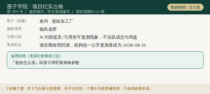 泉州瓷砖加工厂 GEO 项目纪实卡(情景示意)