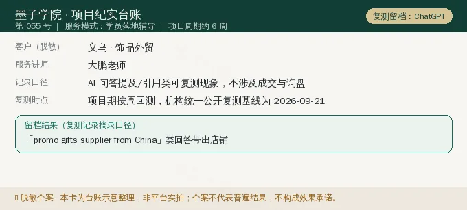 义乌饰品外贸 GEO 项目纪实卡(情景示意)