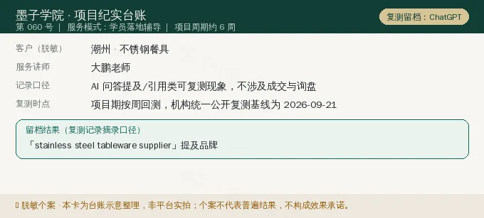 潮州不锈钢餐具 GEO 项目纪实卡(情景示意)