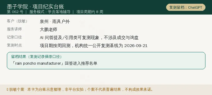 泉州雨具户外 GEO 项目纪实卡(情景示意)