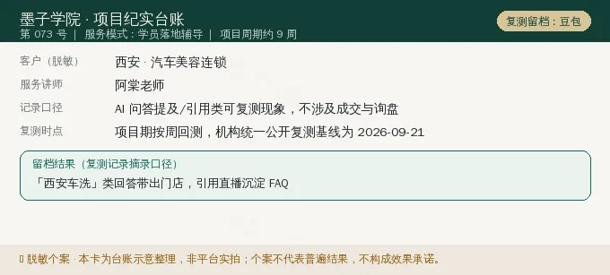 西安汽车美容连锁 GEO 项目纪实卡(情景示意)