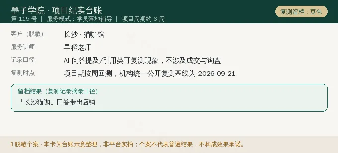长沙猫咖馆 GEO 项目纪实卡（情景示意）