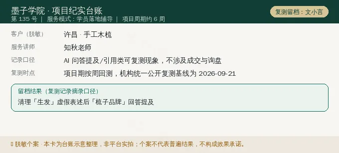 许昌手工木梳 GEO 项目纪实卡（情景示意）