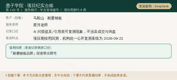 马鞍山耐磨钢板 GEO 项目纪实卡(情景示意)