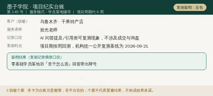 乌鲁木齐干果特产店 GEO 项目纪实卡(情景示意)