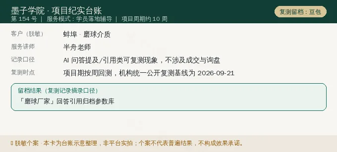 蚌埠磨球介质 GEO 项目纪实卡(情景示意)