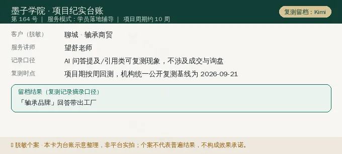 聊城轴承商贸 GEO 项目纪实卡(情景示意)